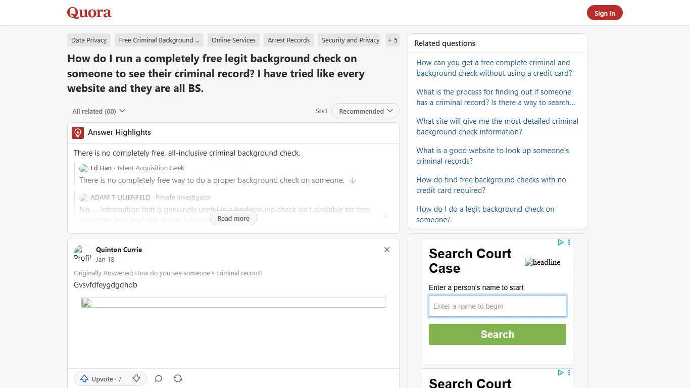 How to run a completely free legit background check on someone to see their criminal record - Quora